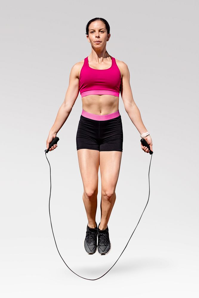 Woman athlete skipping rope