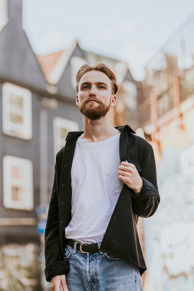 Hipster man on the street in a city