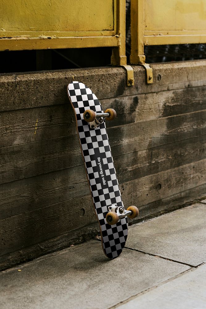 Skateboard mockup psd, customizable sport product