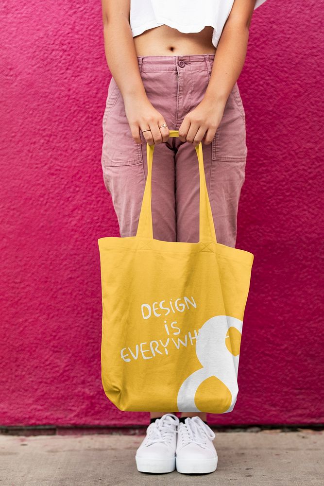 Tote bag mockup, grocery shopping eco product psd