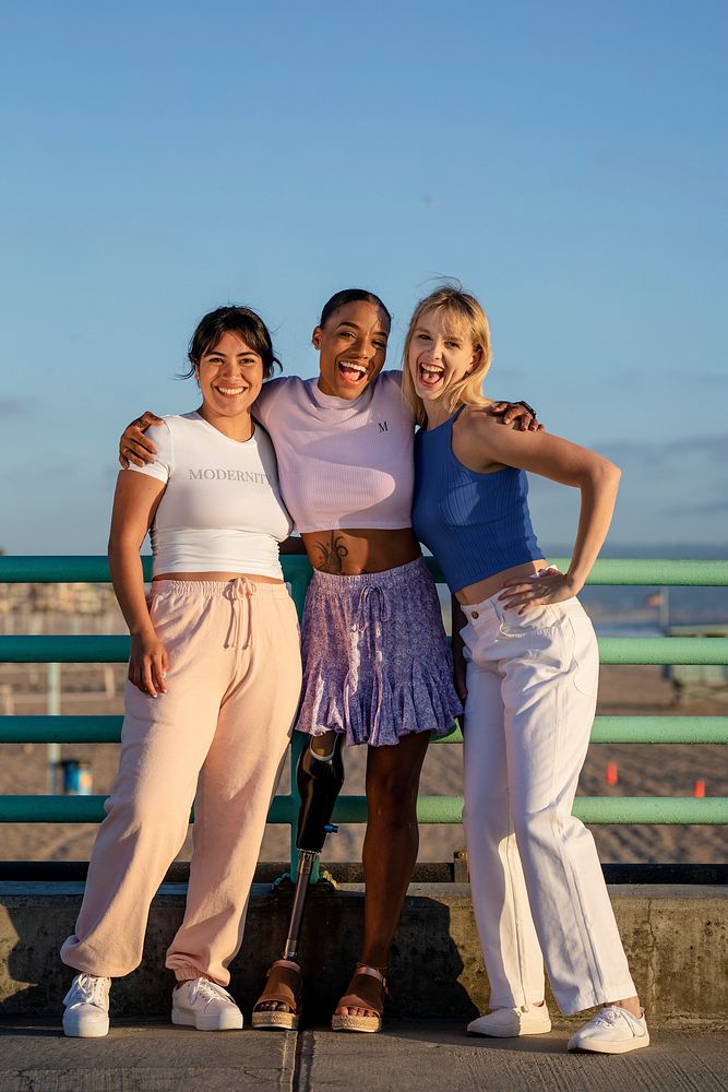 Casual apparel mockups, psd tshirt & tank top, three mixed race girlfriends