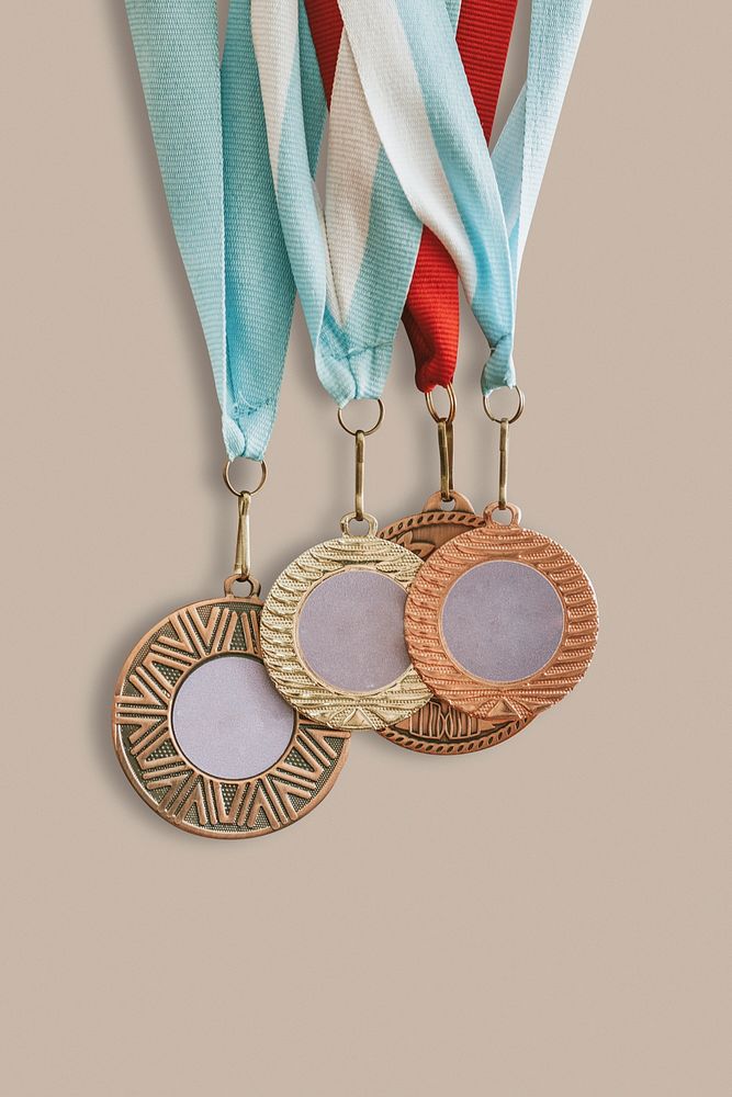 Medals psd, gold silver bronze set