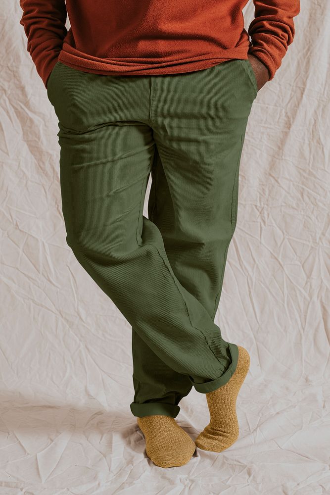 Man in green pants, casual clothing fashion design