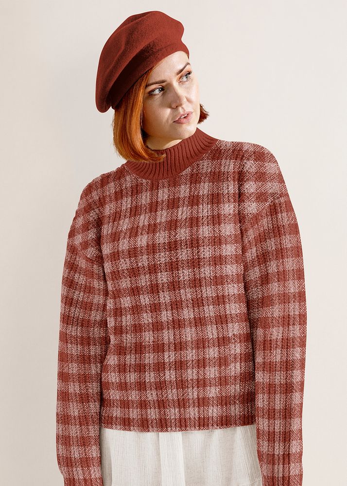 Women's sweater mockup, autumn apparel fashion design psd