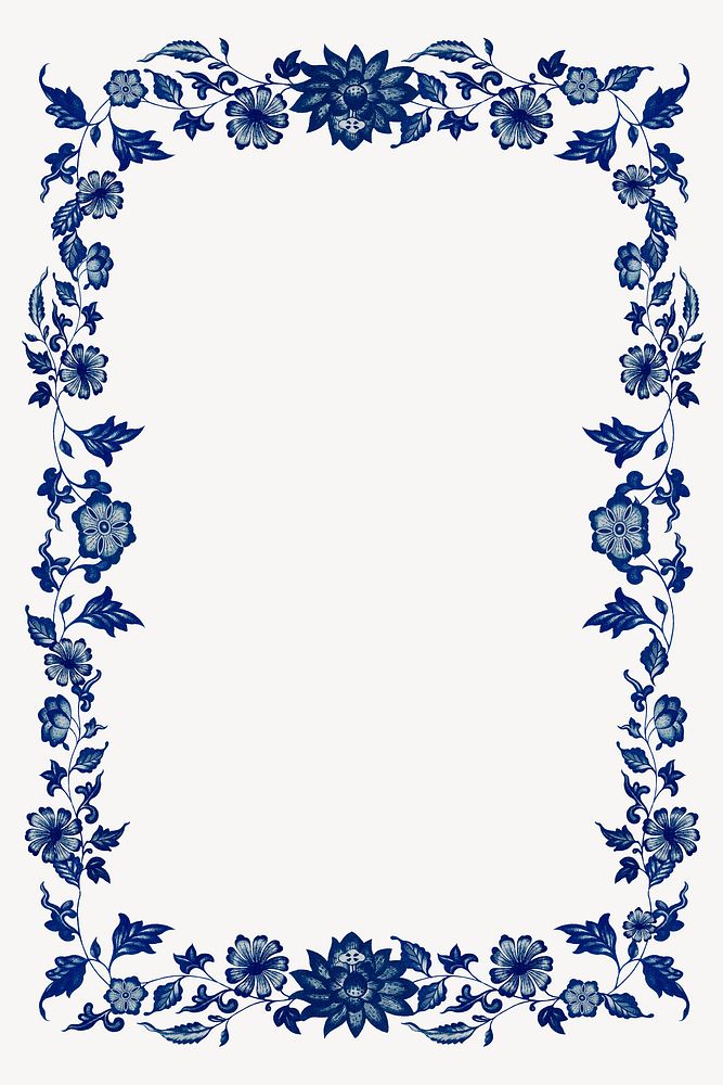 Blue vintage flower frame, decorative design