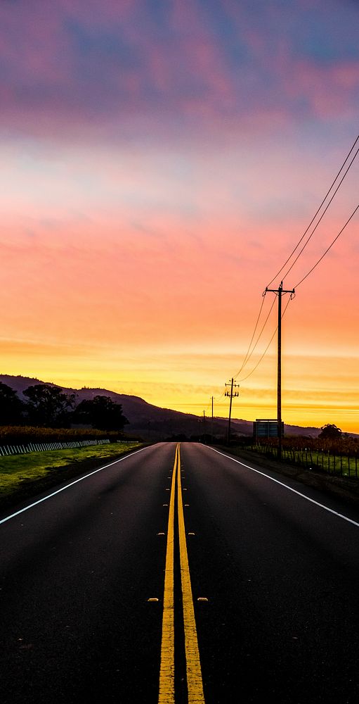 Sunrise at Sonoma highway in California, USA
