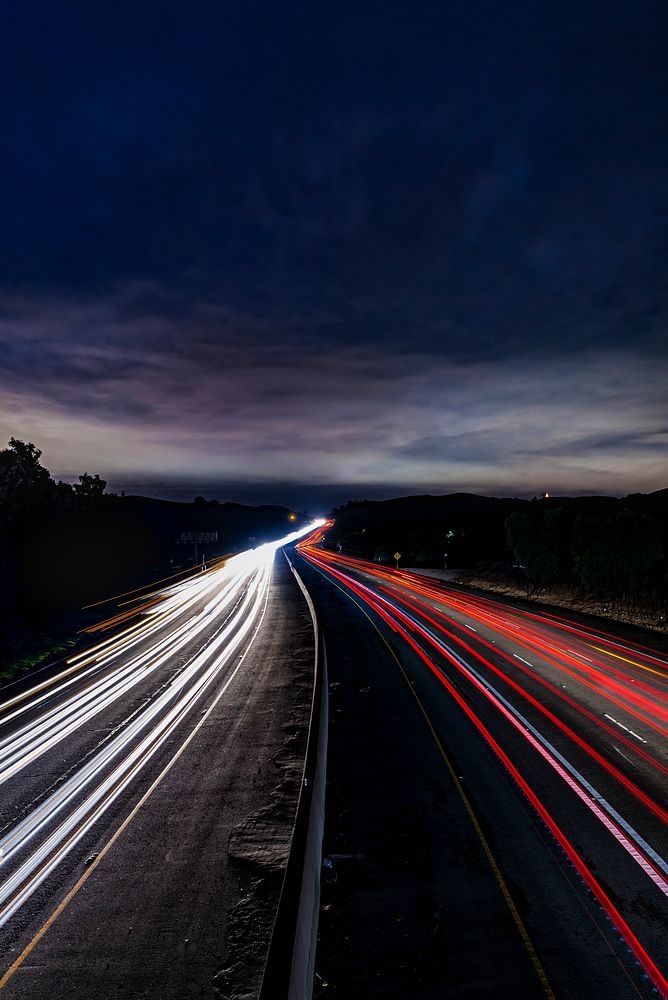 Long exposure scene of a vehicle light tail