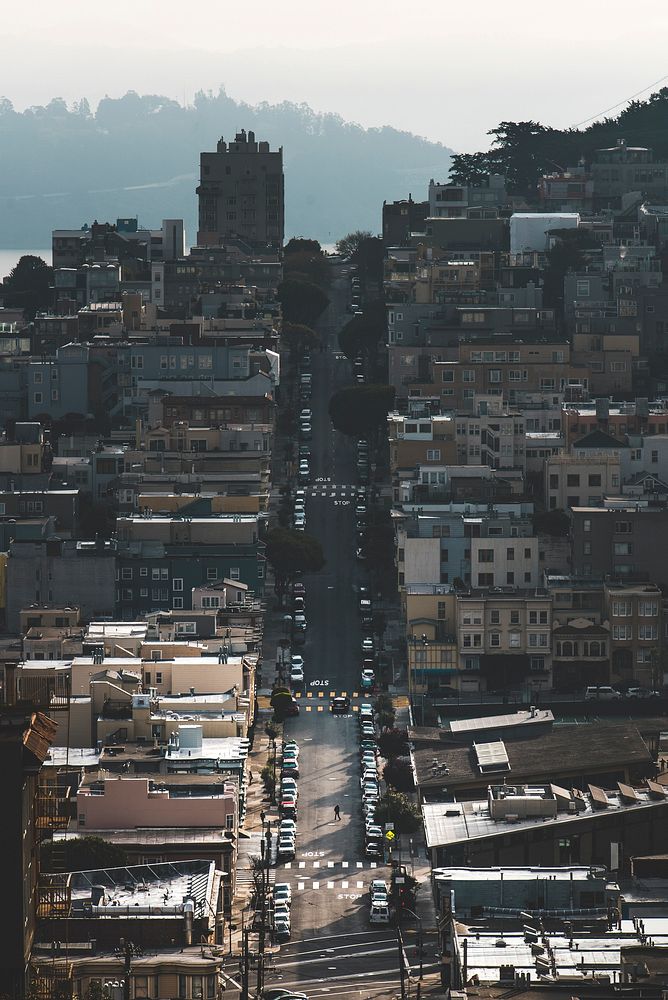 Aerial view of a street in San Francisco