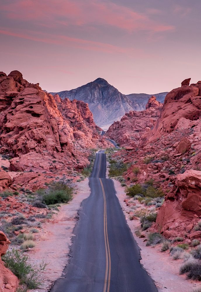 Road through Red Rocks in Nevada, United States