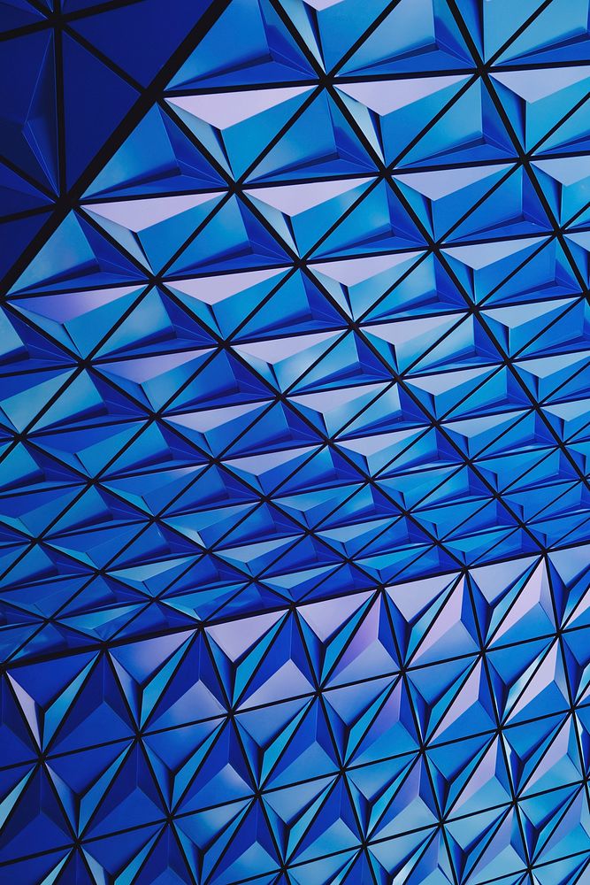 Blue geometric ceiling pattern of Ryerson University in Toronto Canada