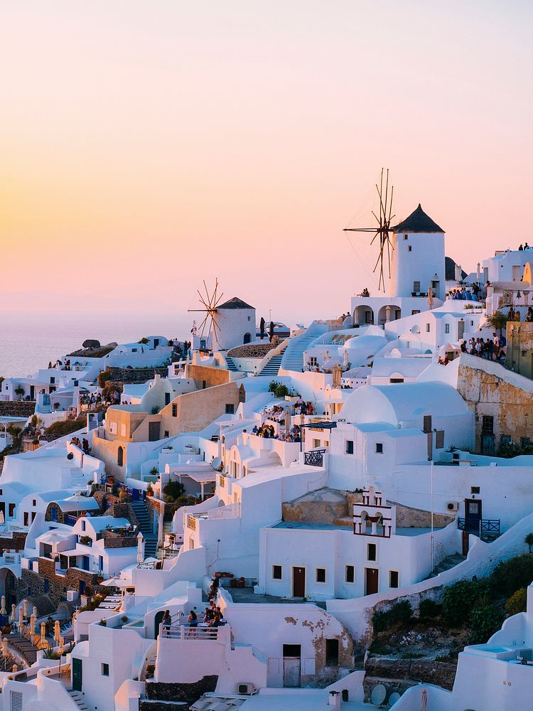 View of Oia traditional cave houses in Santorini, Greece