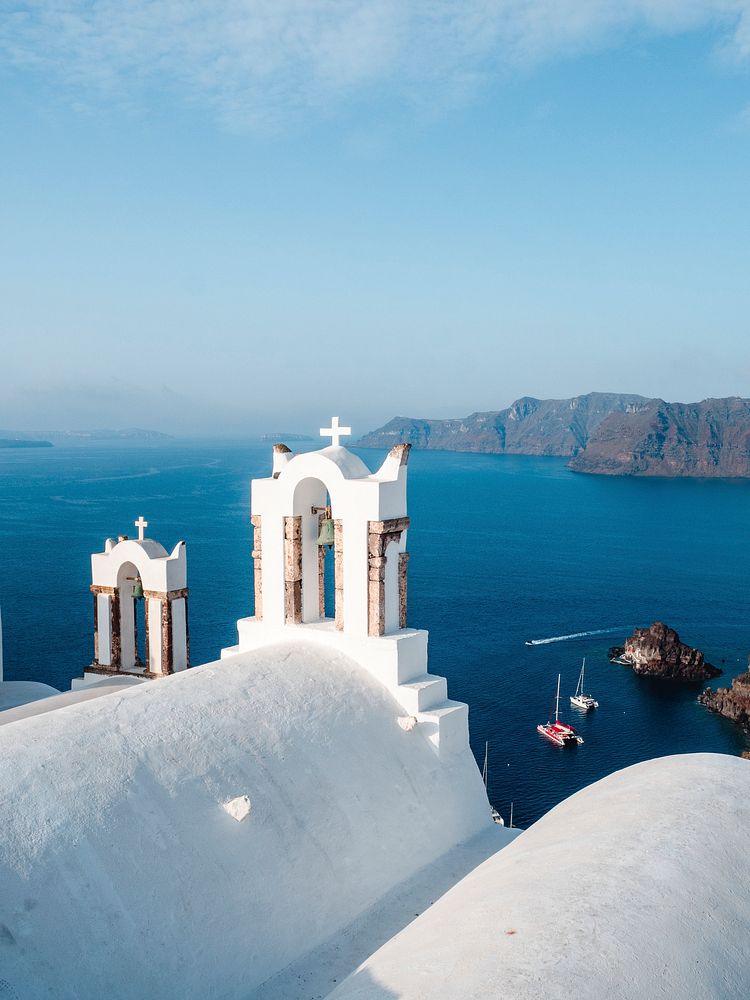 View of Oia church in Santorini, Greece