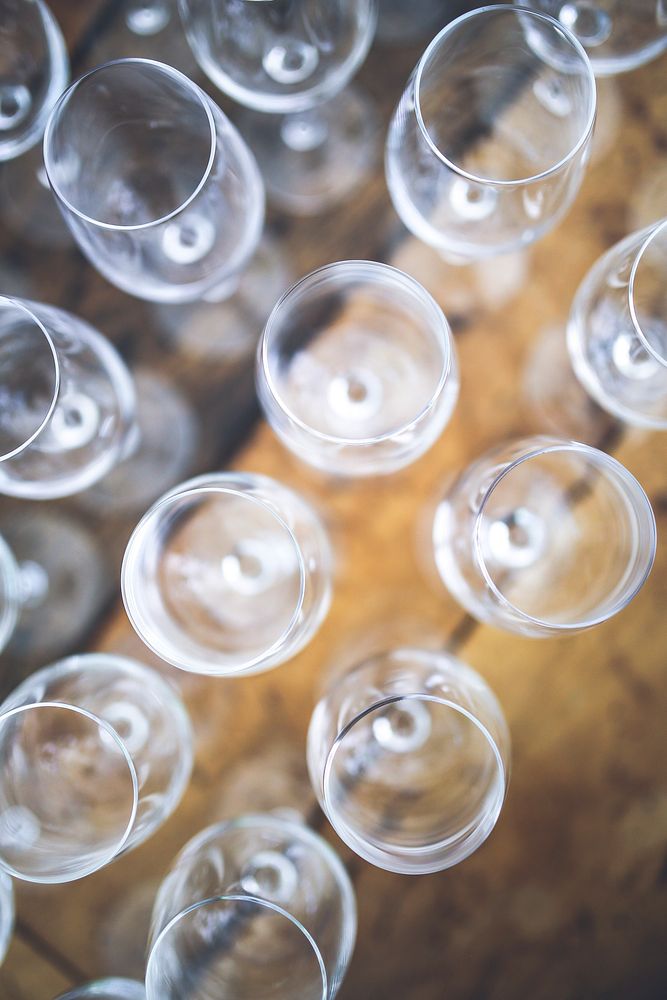 Rows of wine glasses. Visit Kaboompics for more free images.