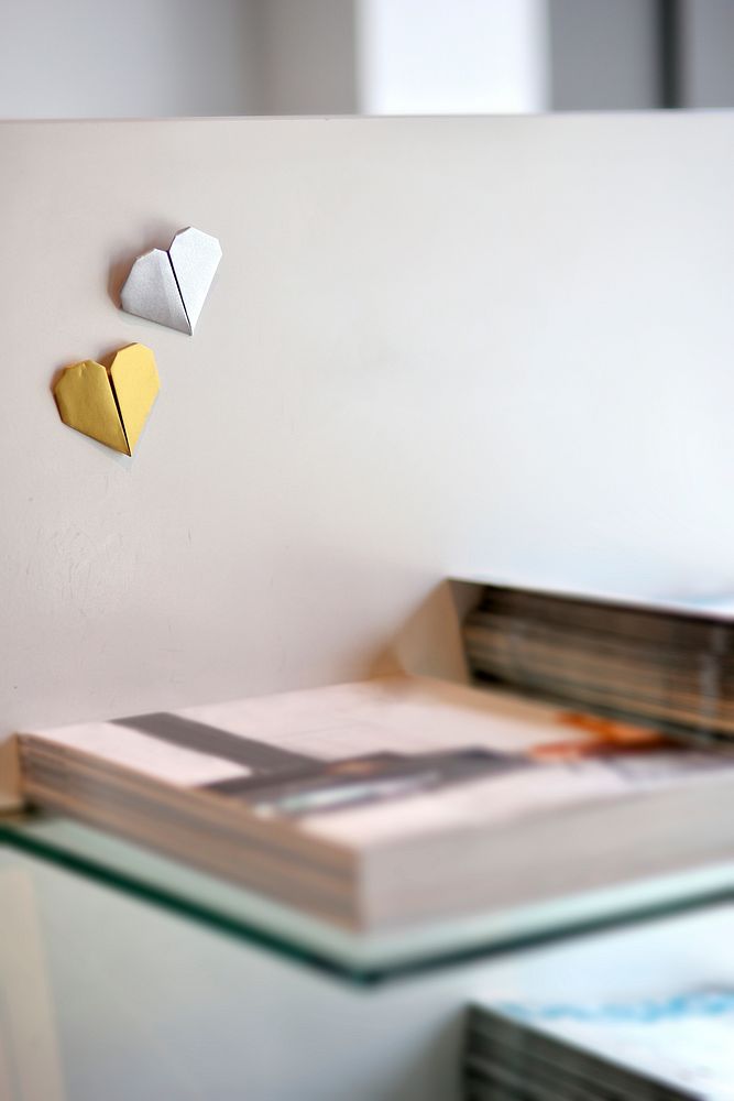 Heart shaped origami on the wall. Visit Kaboompics for more free images.