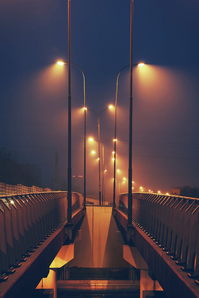 Street lights on a bridge. Visit Kaboompics for more free images.