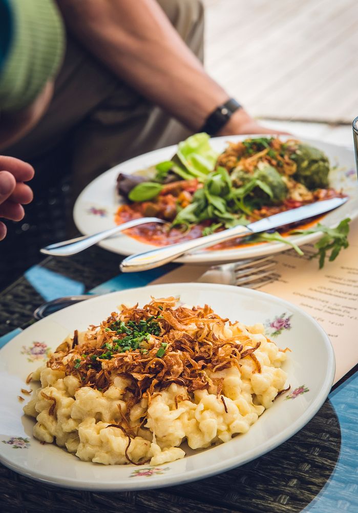 Vegetarian dishes at a restaurant