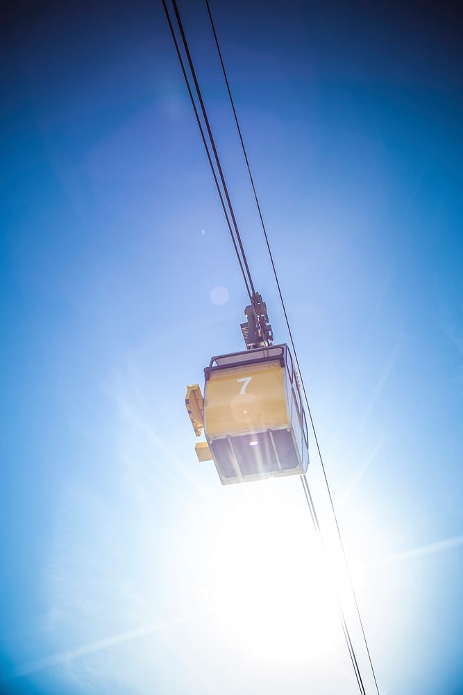 View from right under a cable car