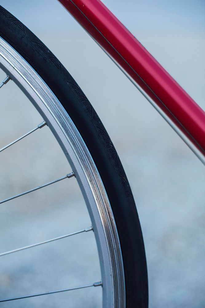 Red frame of a city bike