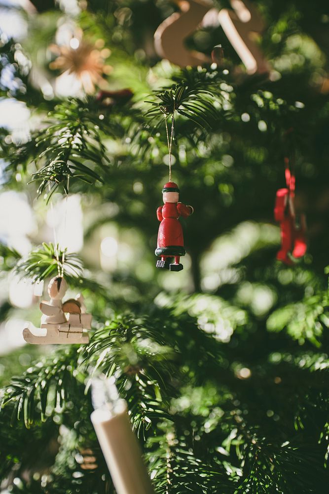 Miniature decoration hanging on a Christmas tree