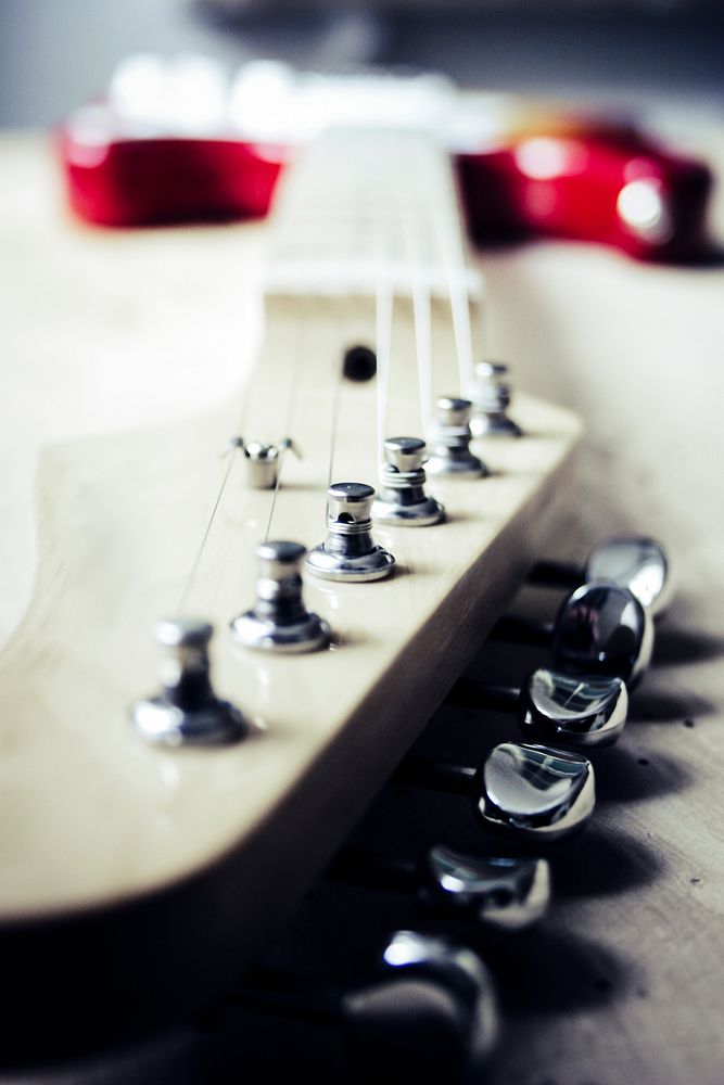 Close up of an electric guitar