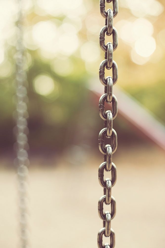 Closeup of a swing chain in Forchheim, Germany