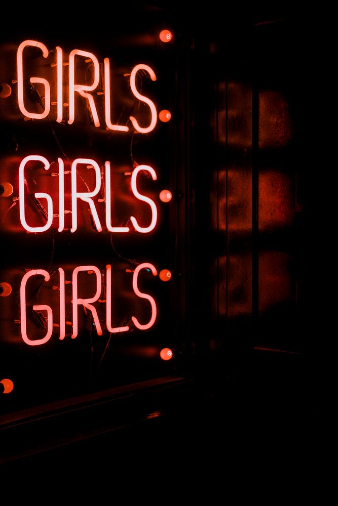 Girls, red neon sign