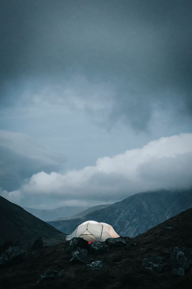 Camping in Snowdonia National Park in Gwynedd, Wales
