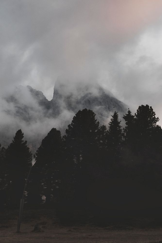 Misty Mountain scene In Dolomites Mountain