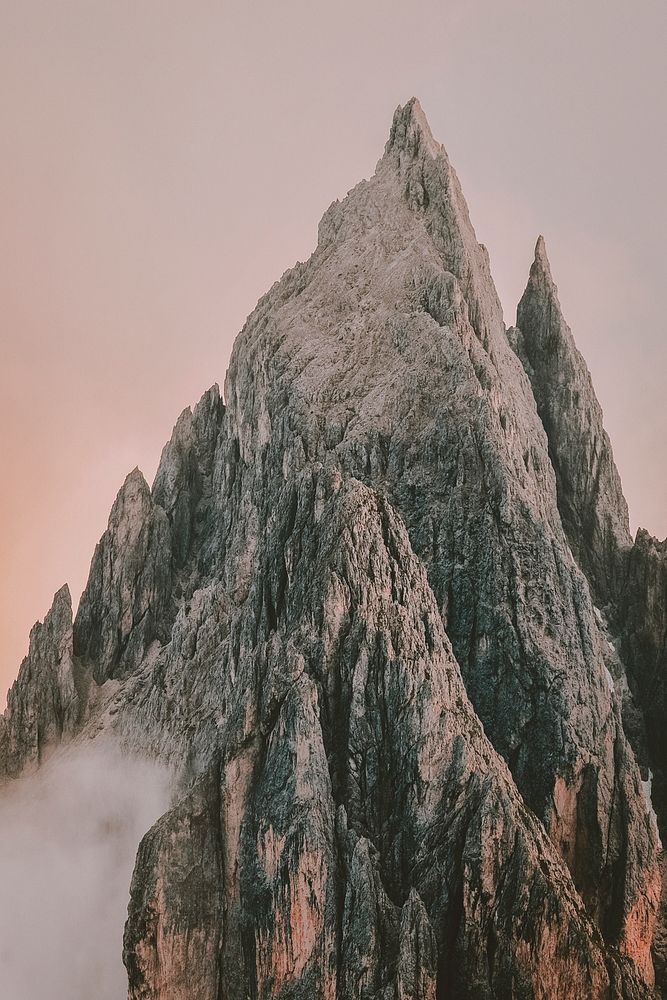 A mountain peak shaped like a tooth in Dolomites, Italy