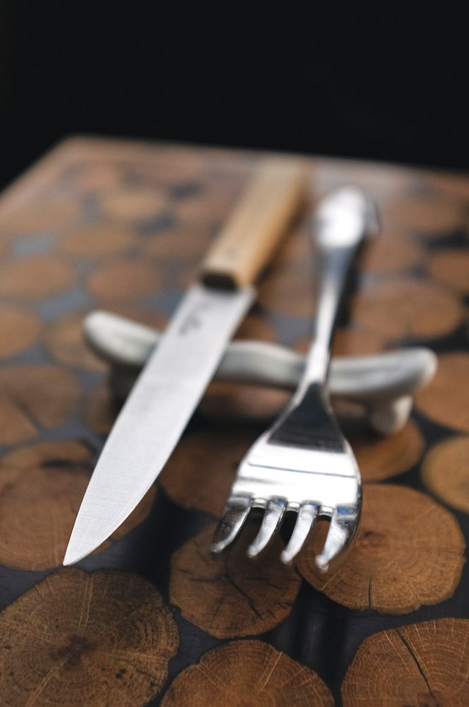 A set of fork and steak knife