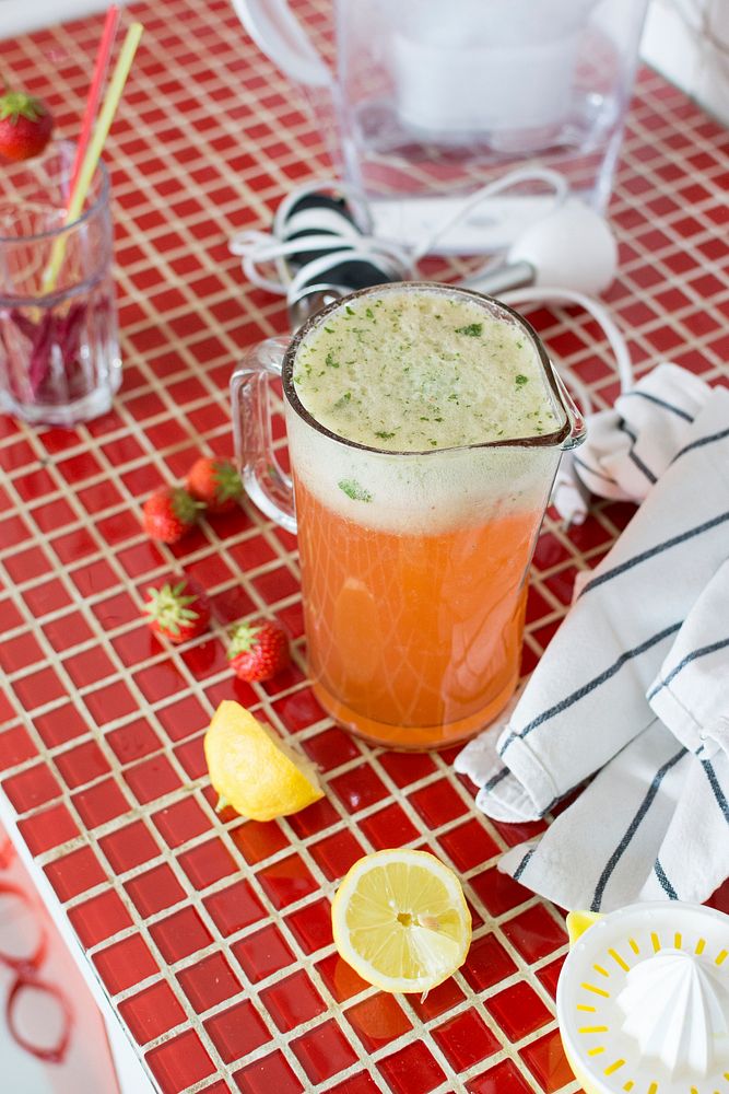 Homemade strawberry basil lemonade