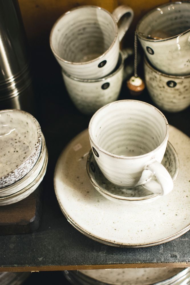 Glazed ceramic teacups