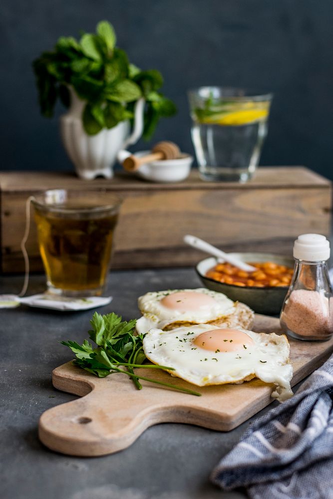 Sunny side up fried eggs and baked beans. Visit Monika Grabkowska to see more of her food photography.