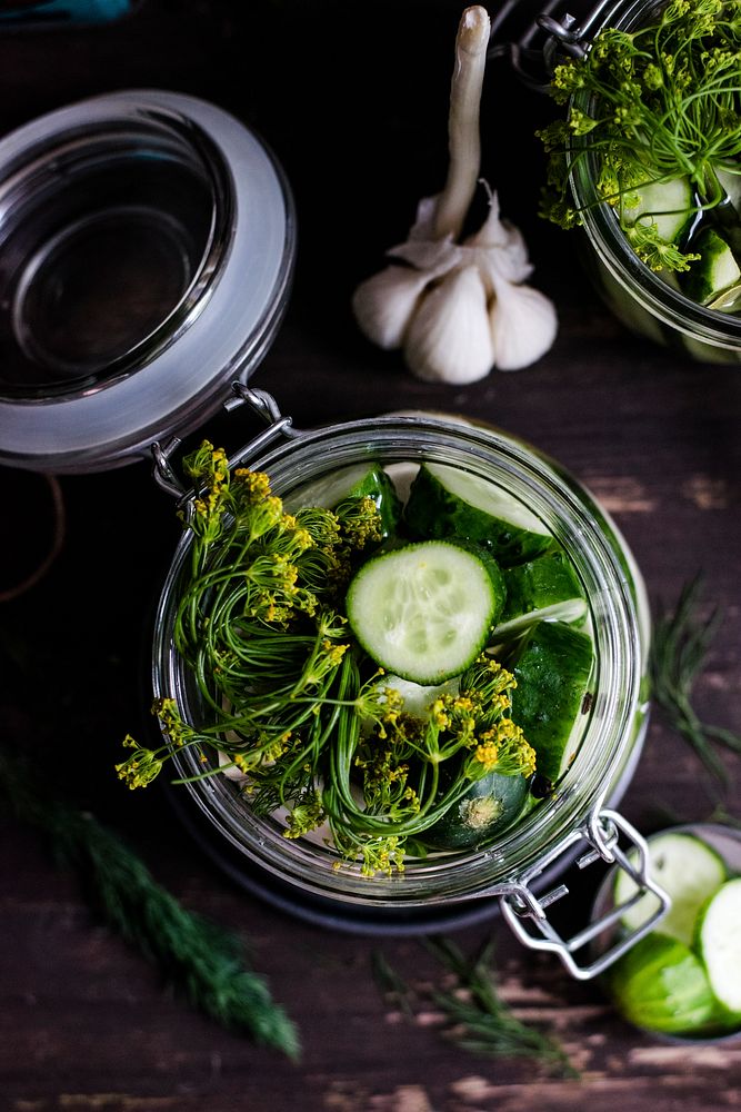 Jar of homemade pickles in dill. Visit Monika Grabkowska to see more of her food photography.