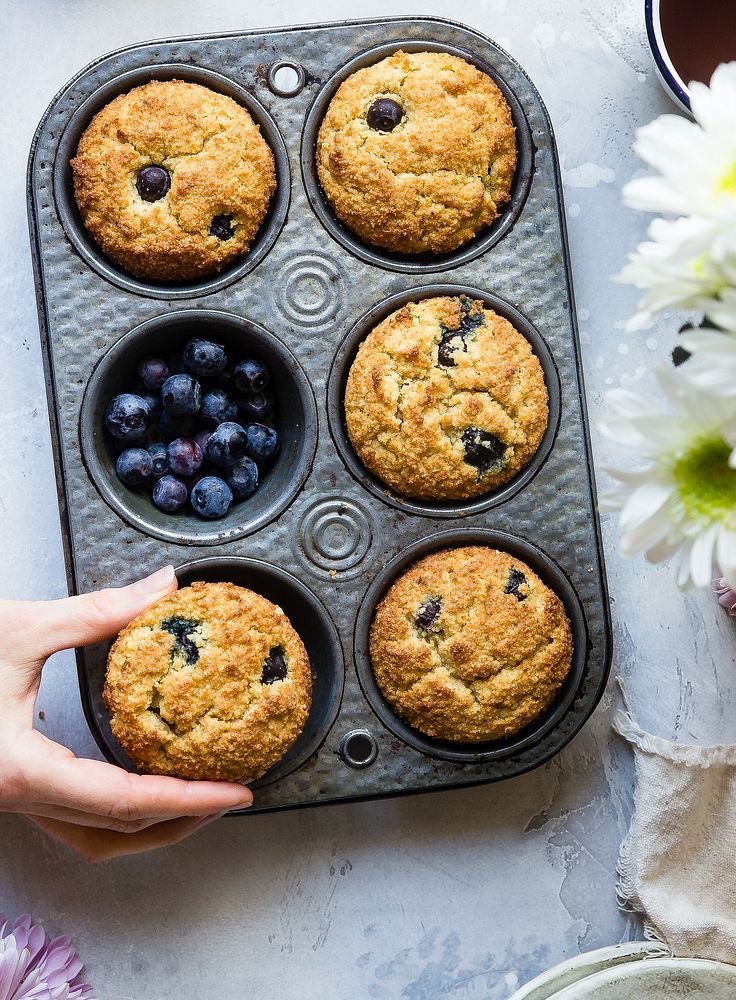 Low carb sugar-free keto blueberry muffins with almond flour