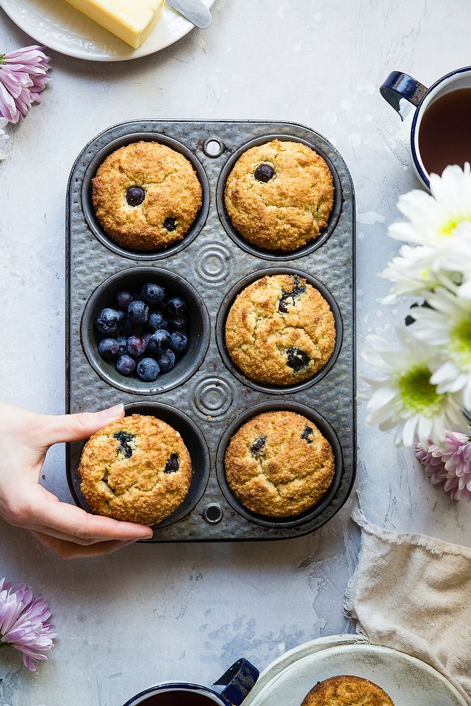 Low carb sugar-free keto blueberry muffins with almond flour