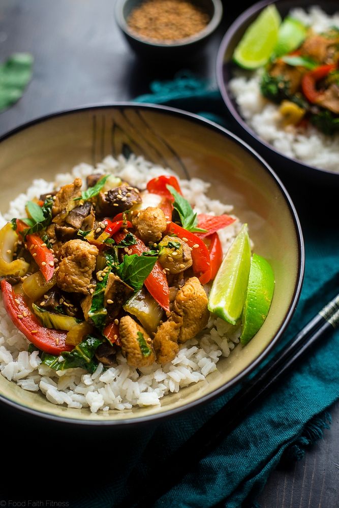 Healthy chicken stir fry with coriander and spicy sweet sauce