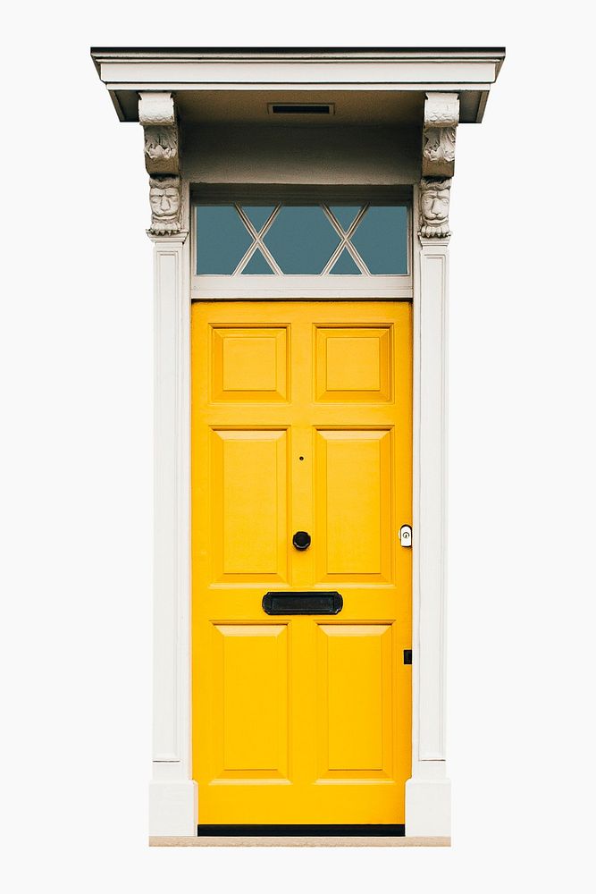 Yellow panel door clipart, modern house entrance