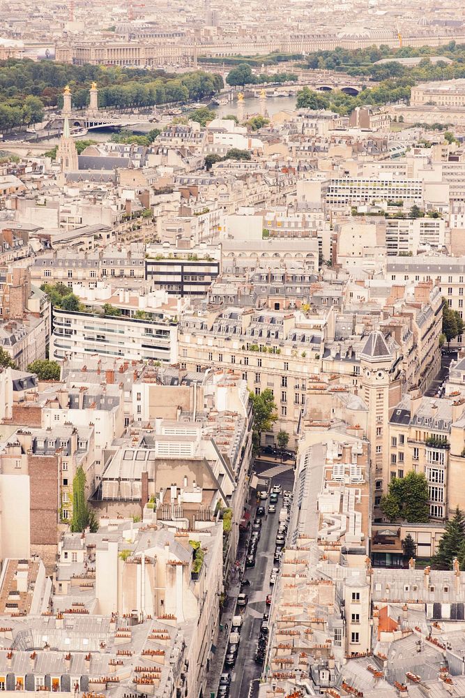 Free city buildings overview over Paris photo, public domain cityscape CC0 image.