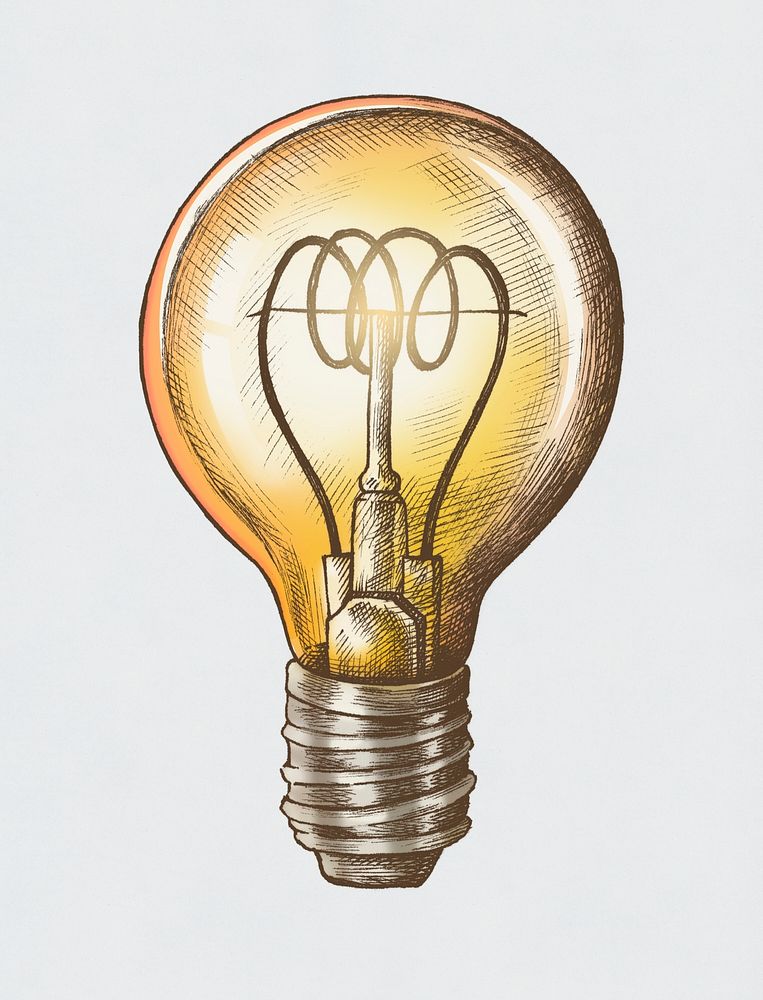 Hand-drawn bright light bulb illustration