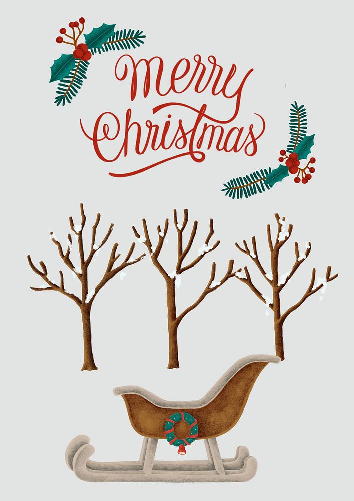 Hand drawn Merry Christmas card illustration