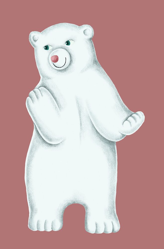 Hand-drawn white polar bear cub