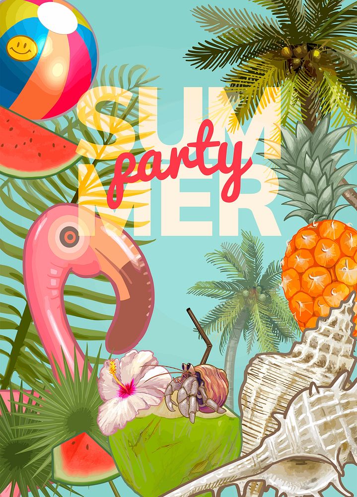 Tropical summer party invitation design