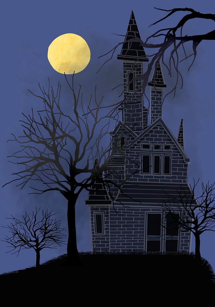 Illustration of a castle at night icon vector for Halloween