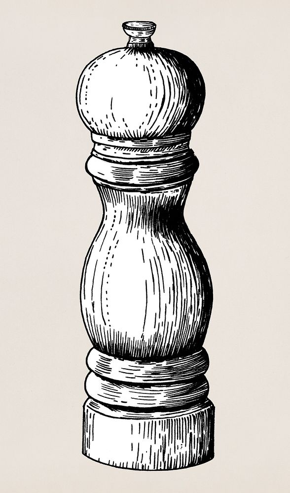 Hand drawn pepper mill