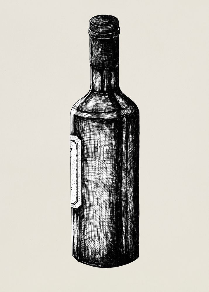 Hand drawn wine bottle isolated