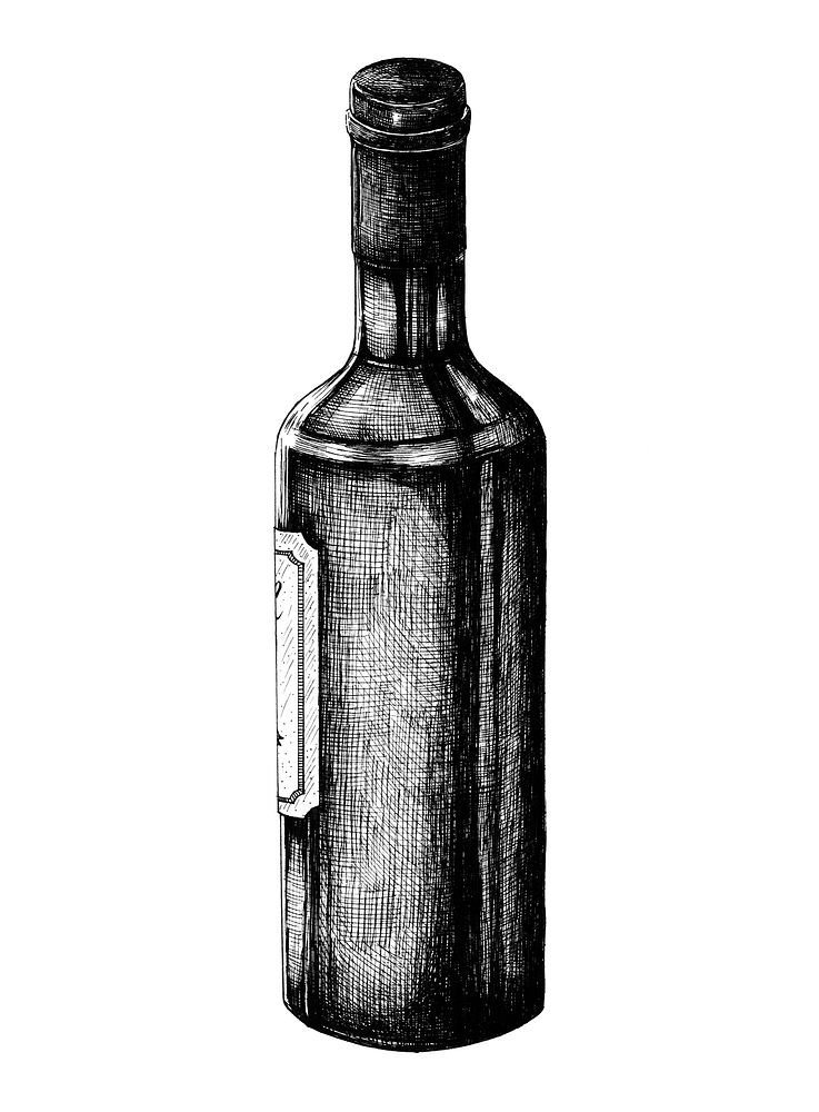Hand drawn wine bottle isolated