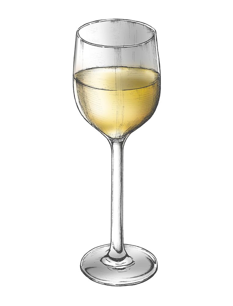 Hand drawn white wine glass