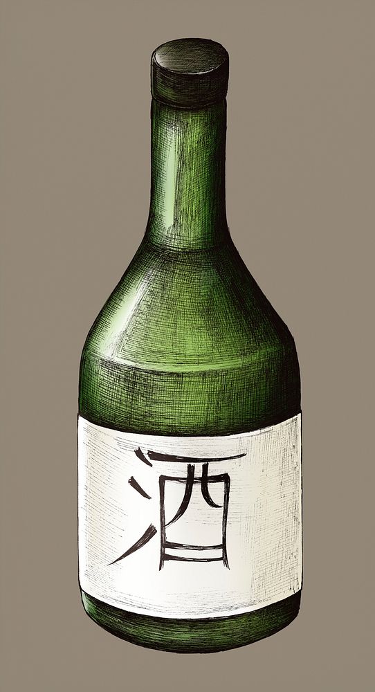 Hand drawn Osake Japanese rice wine