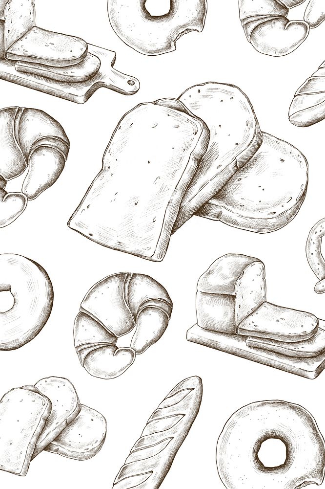 Hand drawn freshly bake croissant illustration